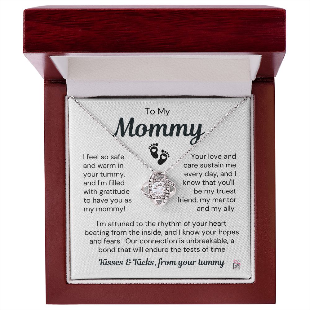 To Expecting Mom - Safe In Your Tummy - Love Knot Necklace