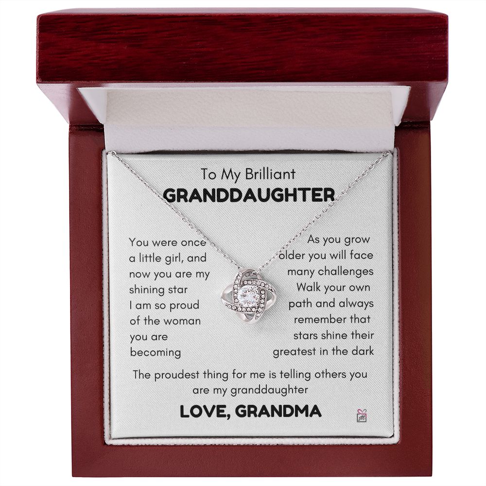 To Granddaughter, from Grandma - My Shining Star - Love Knot Necklace
