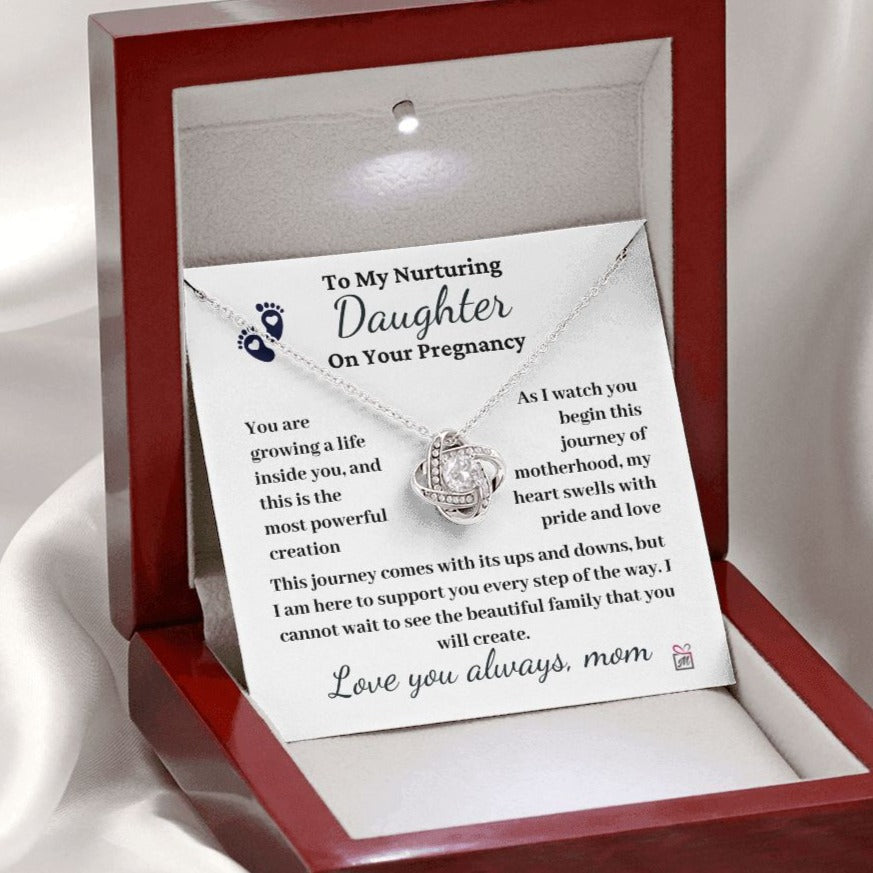 To Pregnant Daughter, from Mom - The Most Powerful Creation - Love Knot Necklace