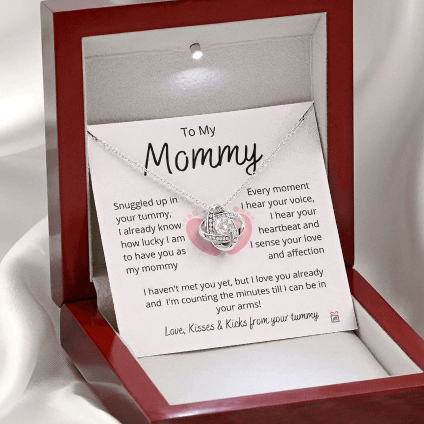 To Mom To Be - I Can't Wait To Meet You - Love Knot Necklace