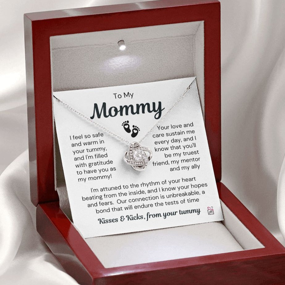 To Expecting Mom - Safe In Your Tummy - Love Knot Necklace