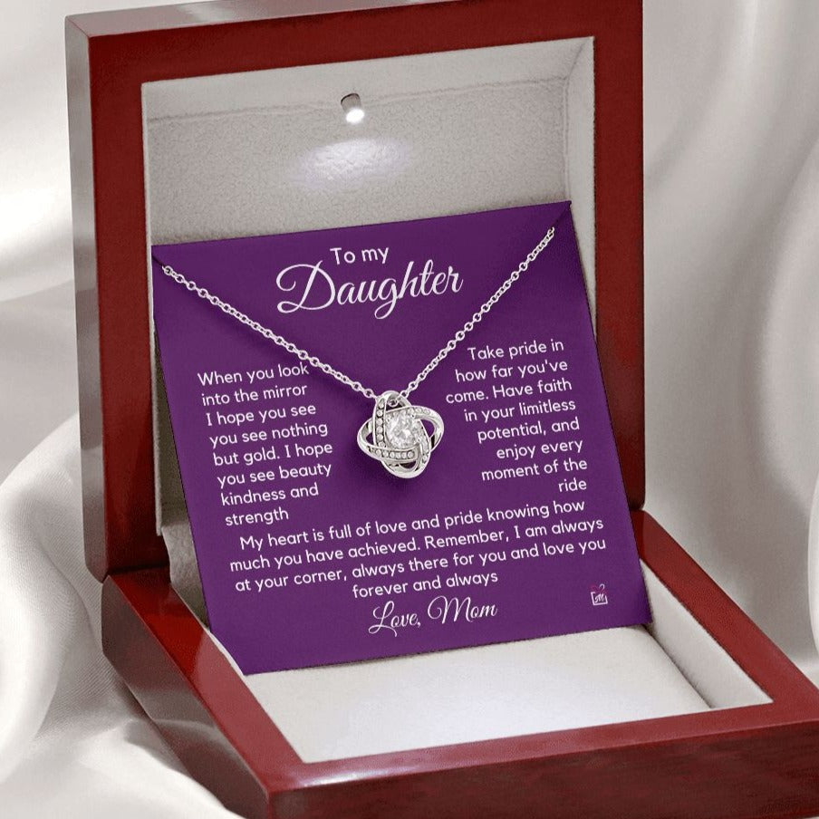 To Daughter, from Mom - Nothing But Gold - Love Knot Necklace