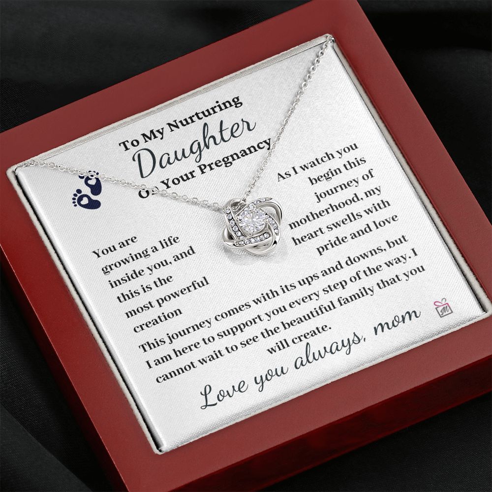To Pregnant Daughter, from Mom - The Most Powerful Creation - Love Knot Necklace
