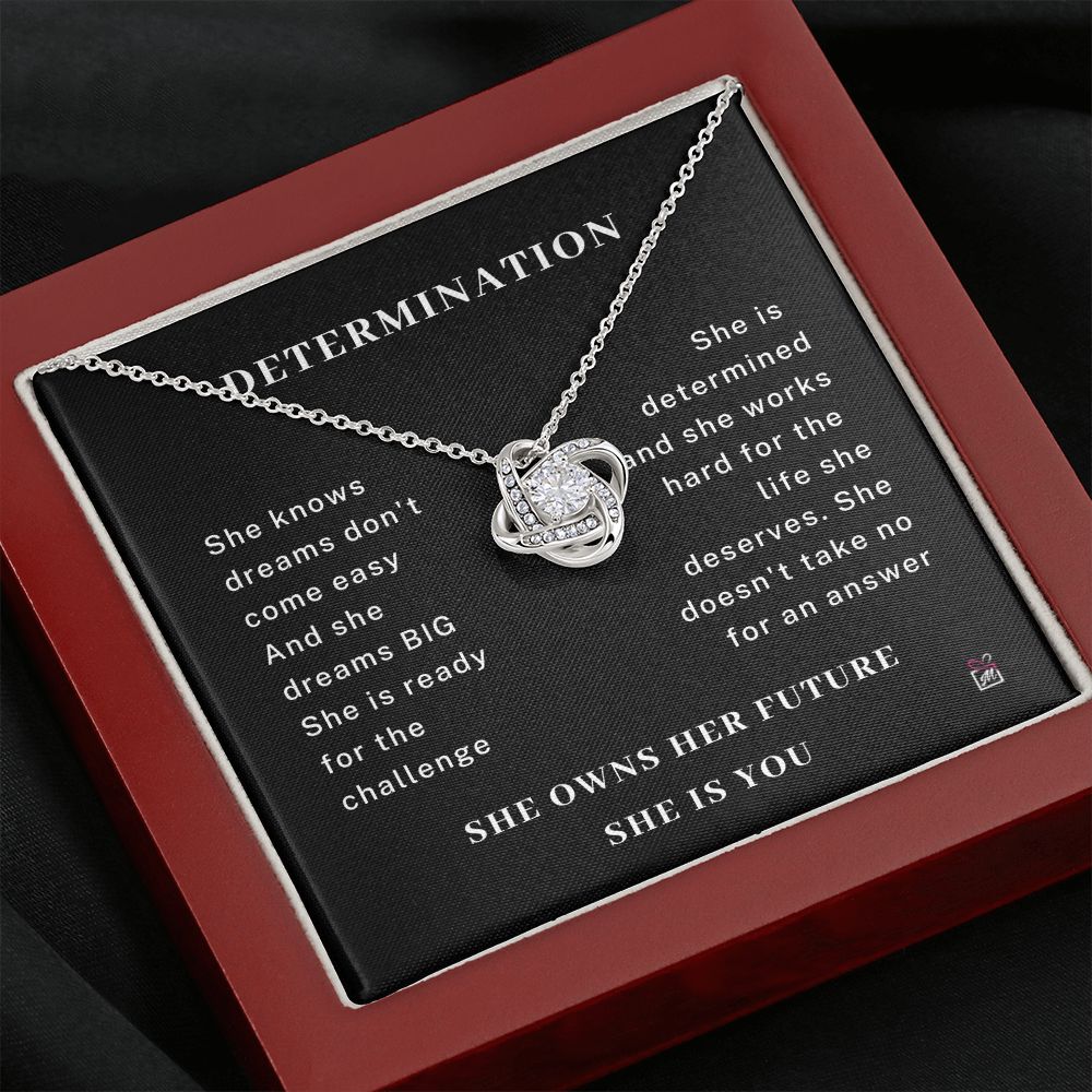 Motivational -She Owns Her Future- Love Knot Necklace