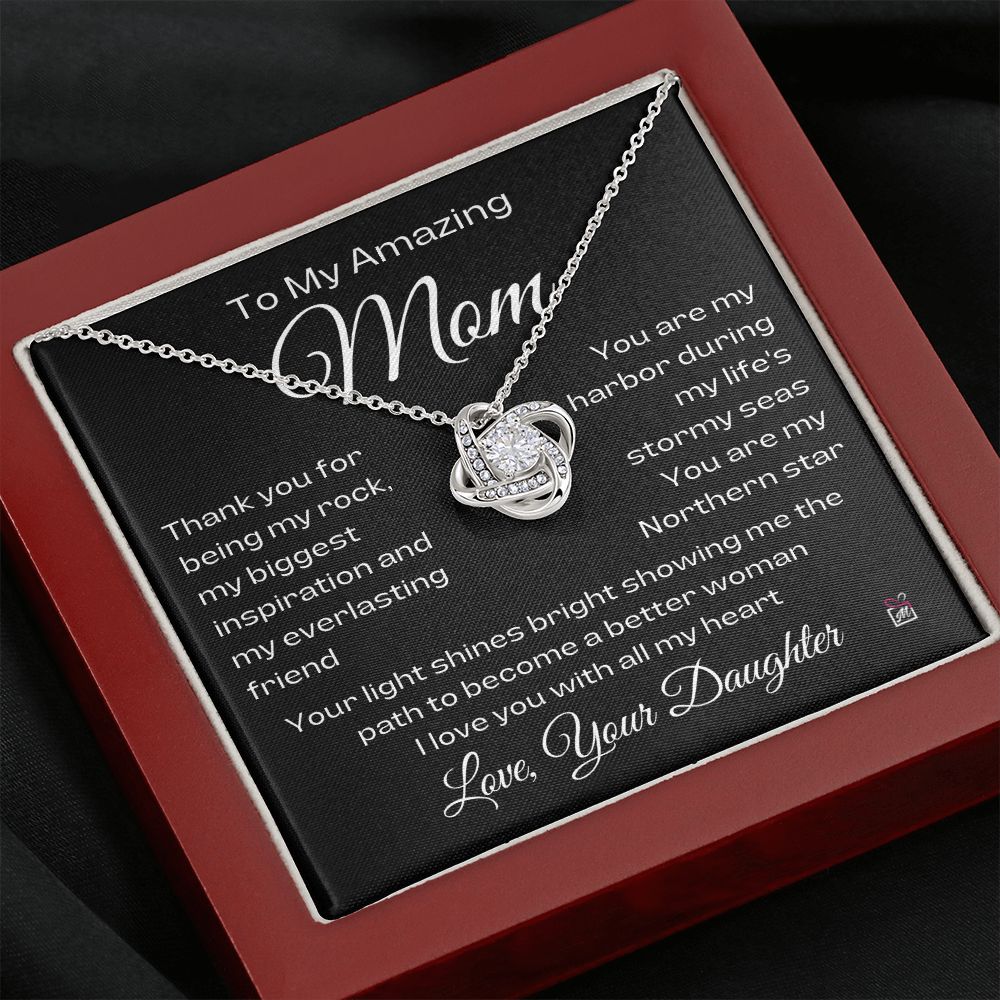 To Mom, from Daughter - You Are My Northern Star - Love Knot Necklace