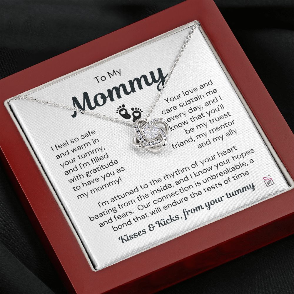 To Expecting Mom - Safe In Your Tummy - Love Knot Necklace