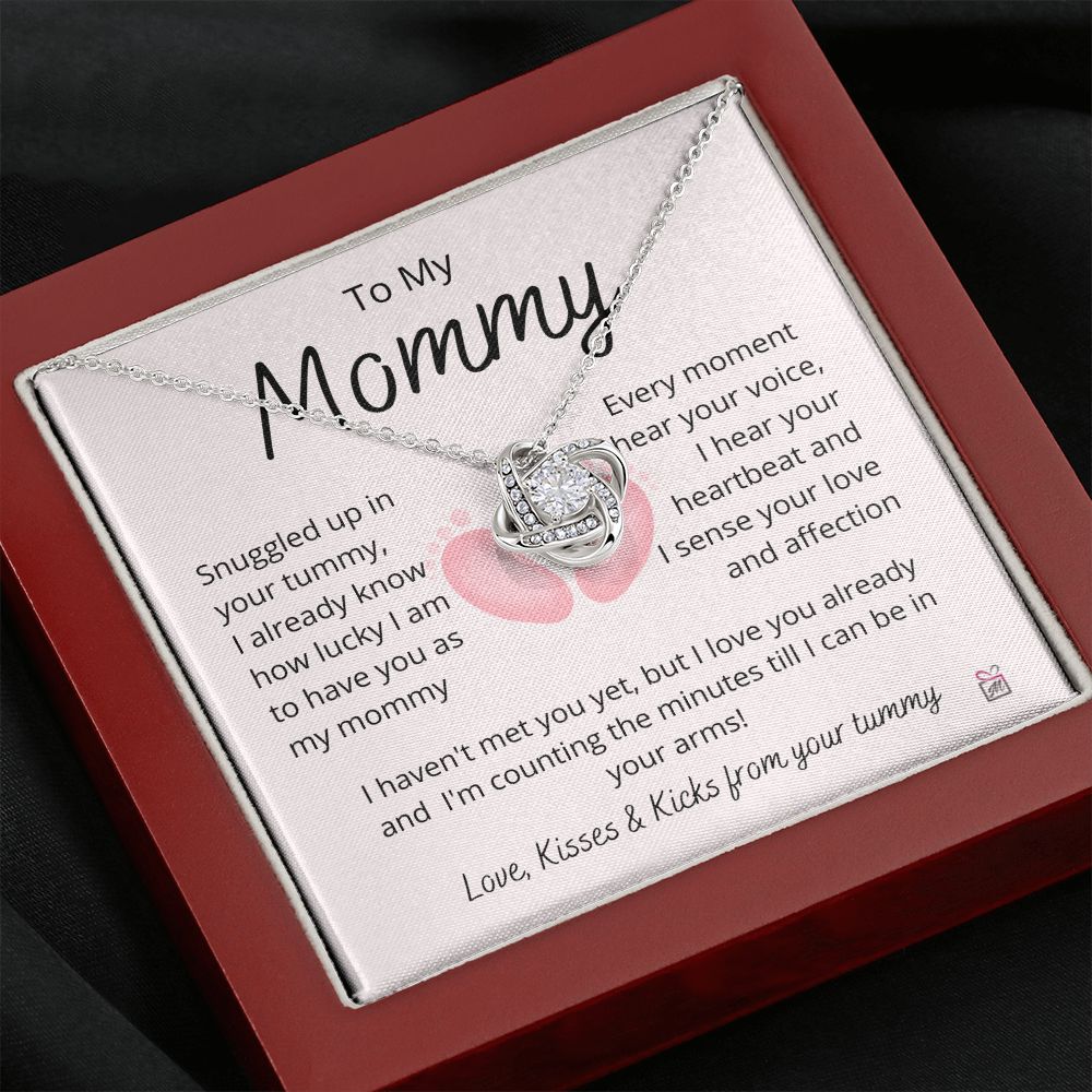 To Mom To Be - I Can't Wait To Meet You - Love Knot Necklace
