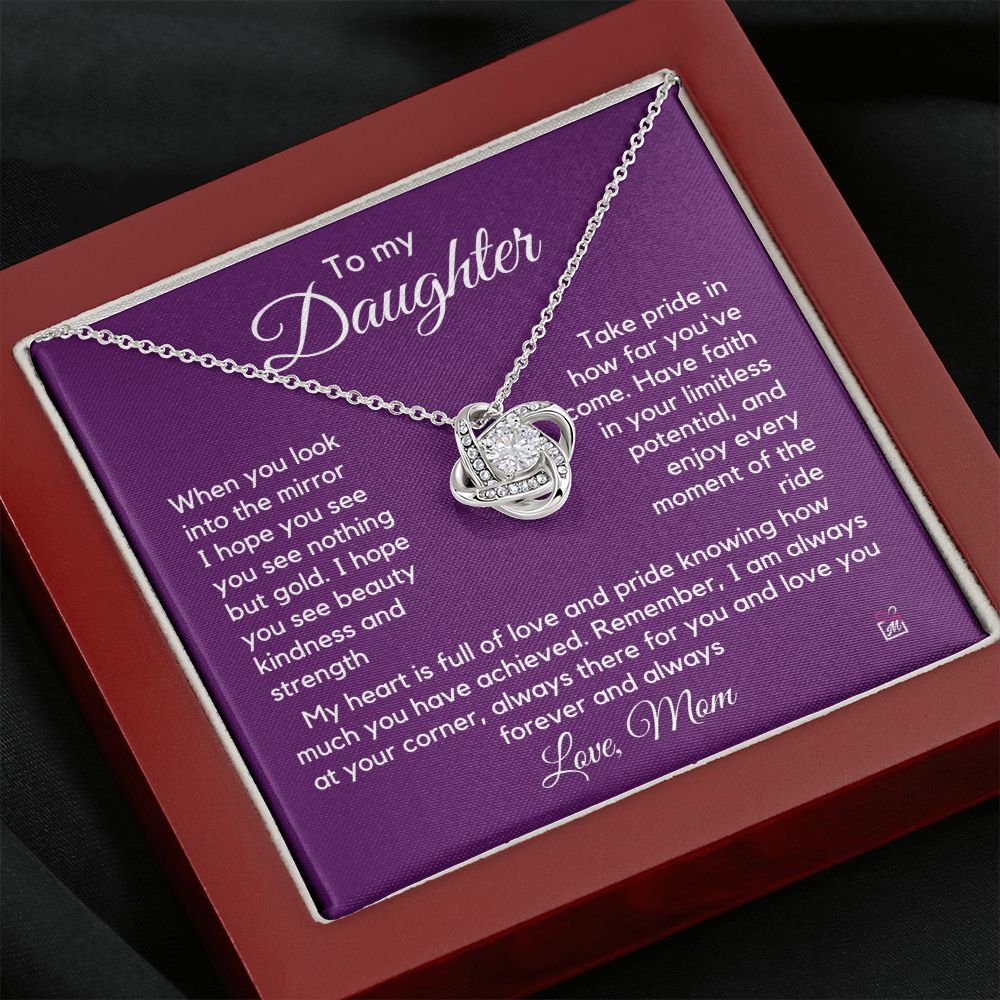 To Daughter, from Mom - Nothing But Gold - Love Knot Necklace