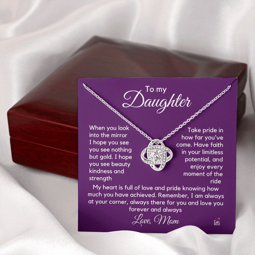 To Daughter, from Mom - Nothing But Gold - Love Knot Necklace