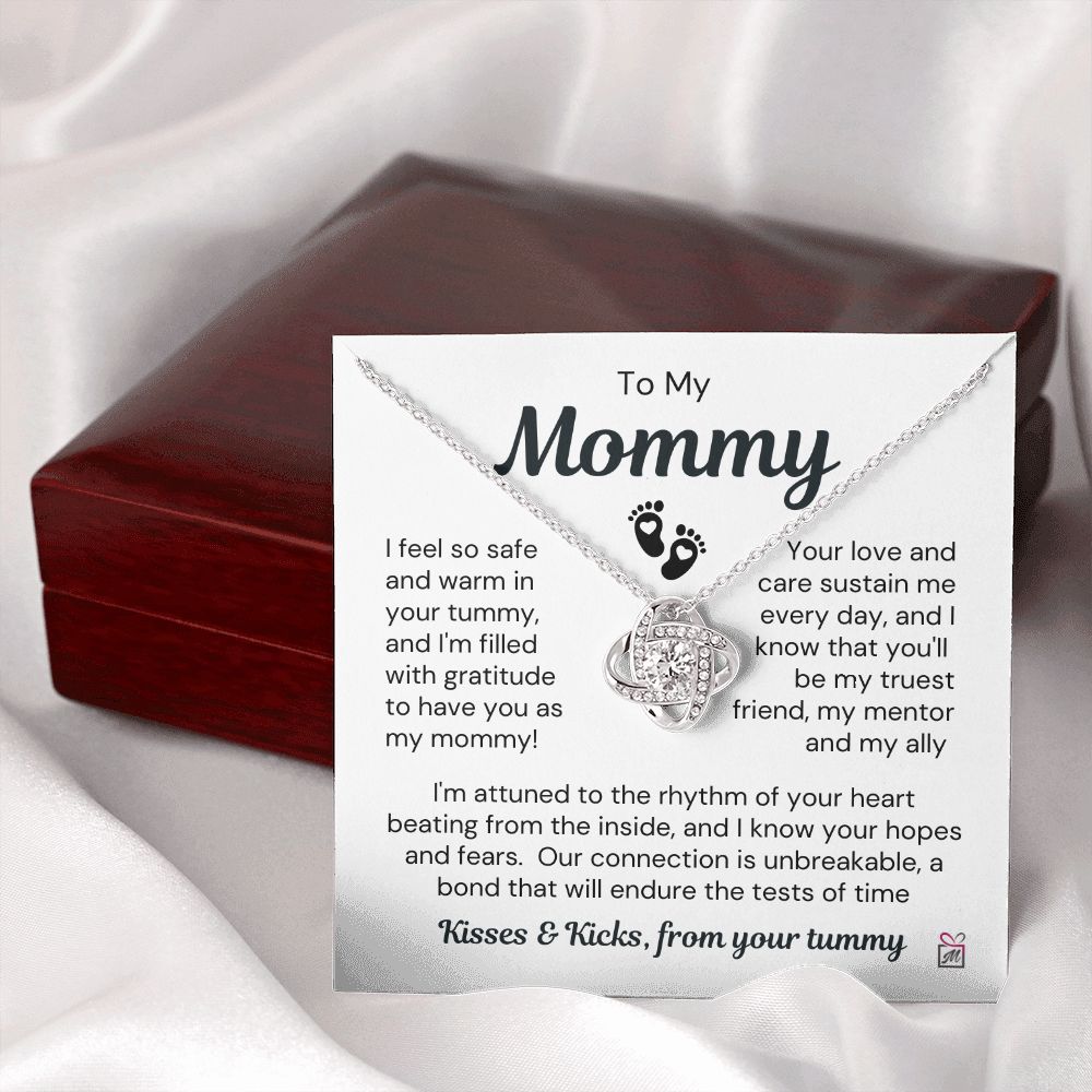 To Expecting Mom - Safe In Your Tummy - Love Knot Necklace