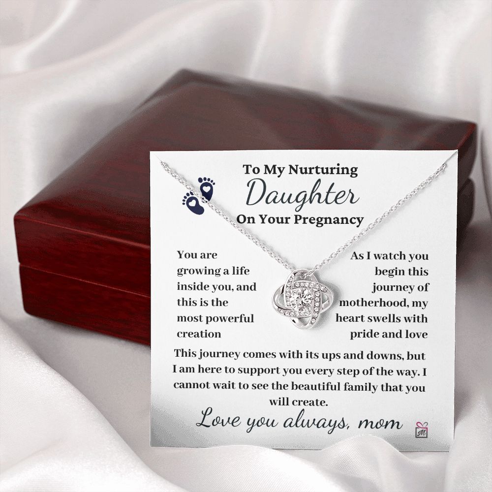 To Pregnant Daughter, from Mom - The Most Powerful Creation - Love Knot Necklace