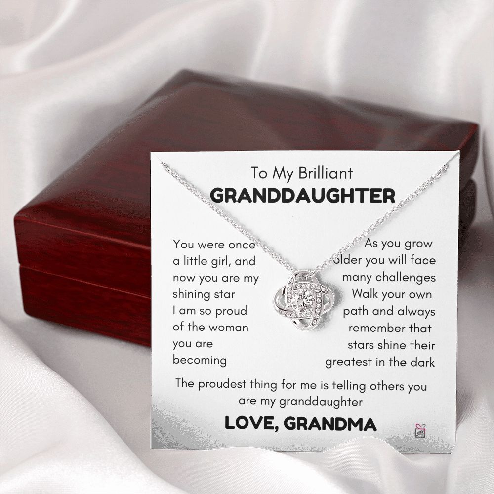 To Granddaughter, from Grandma - My Shining Star - Love Knot Necklace