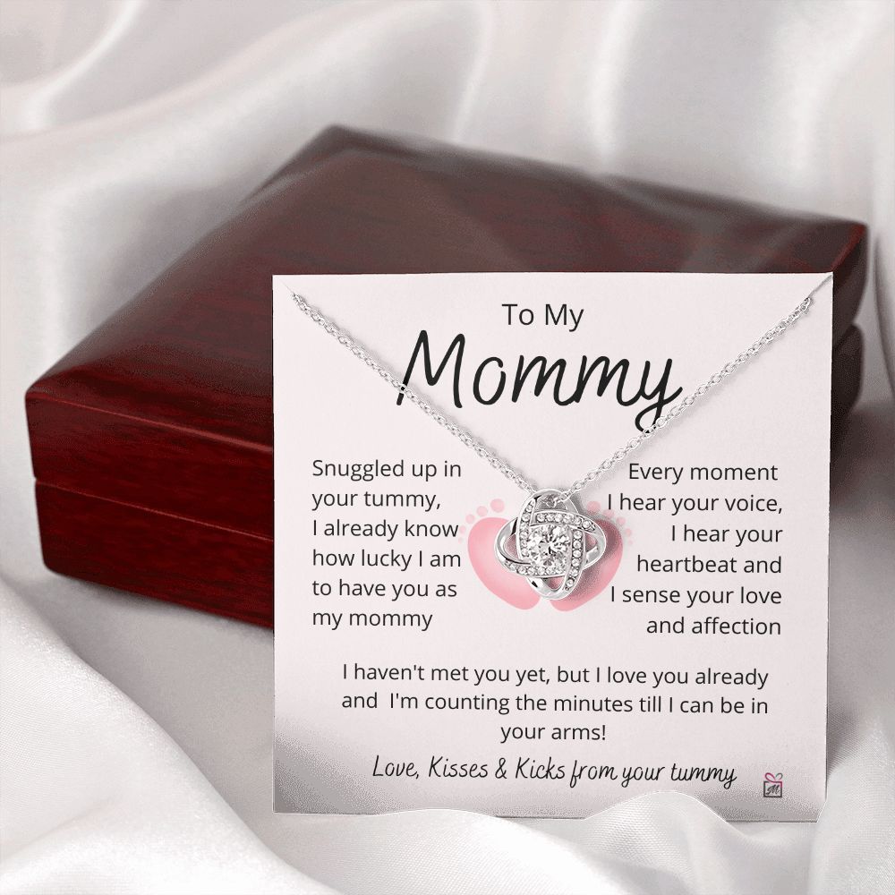 To Mom To Be - I Can't Wait To Meet You - Love Knot Necklace