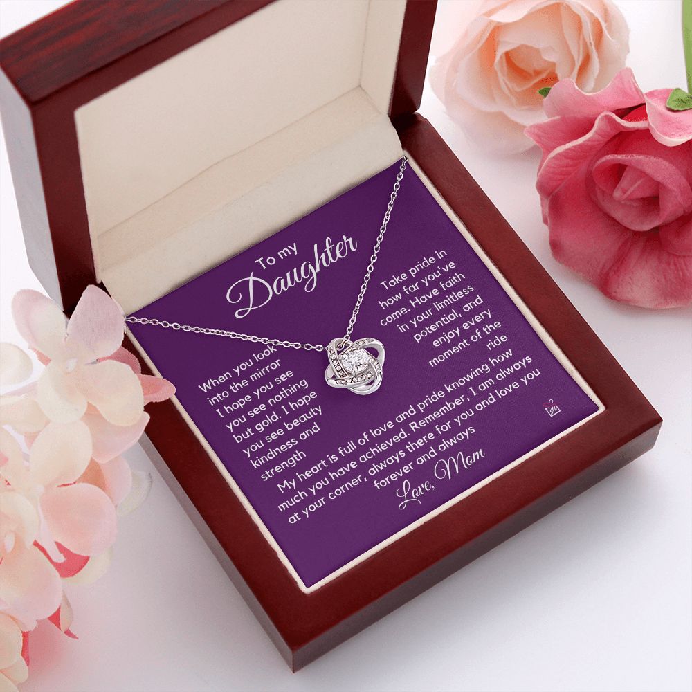 To Daughter, from Mom - Nothing But Gold - Love Knot Necklace