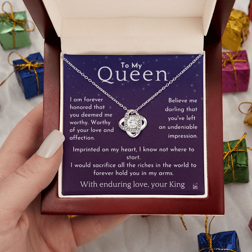 To My Queen - I Would Sacrifice All - Love Knot Necklace