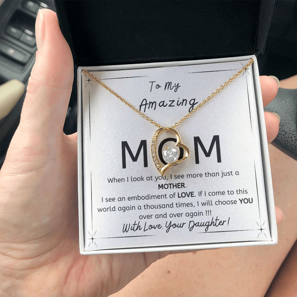 To My Amazing Mom - Gift from Daughter - I will choose you over and over - Forever Love necklace minimal