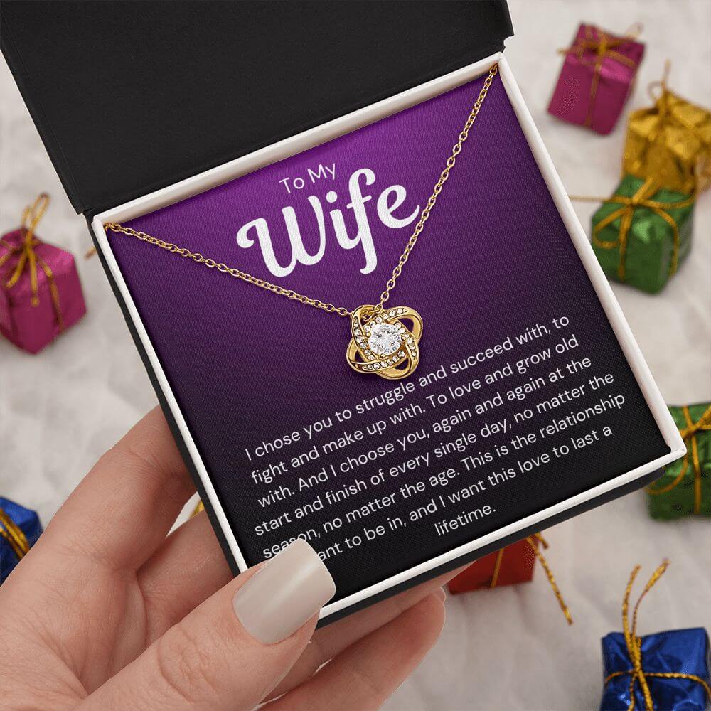 To Wife - I Choose You - Love Knot Necklace