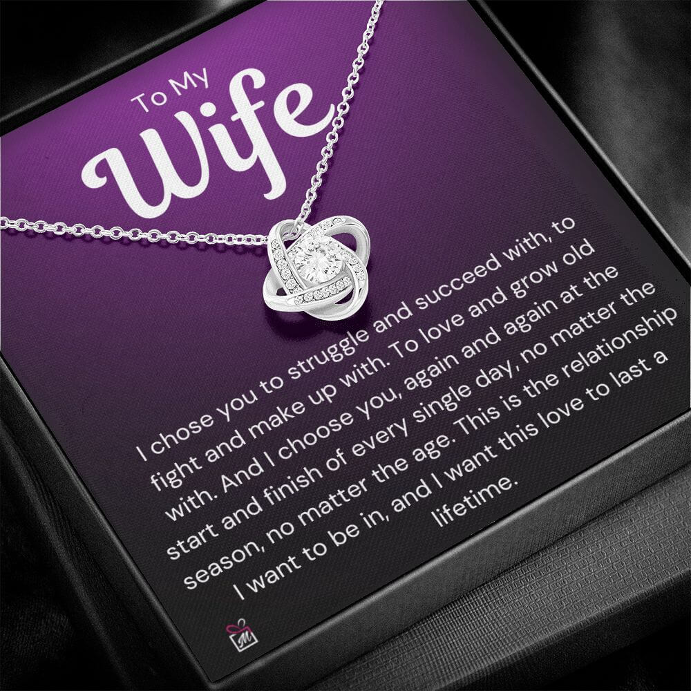 To Wife - I Choose You - Love Knot Necklace