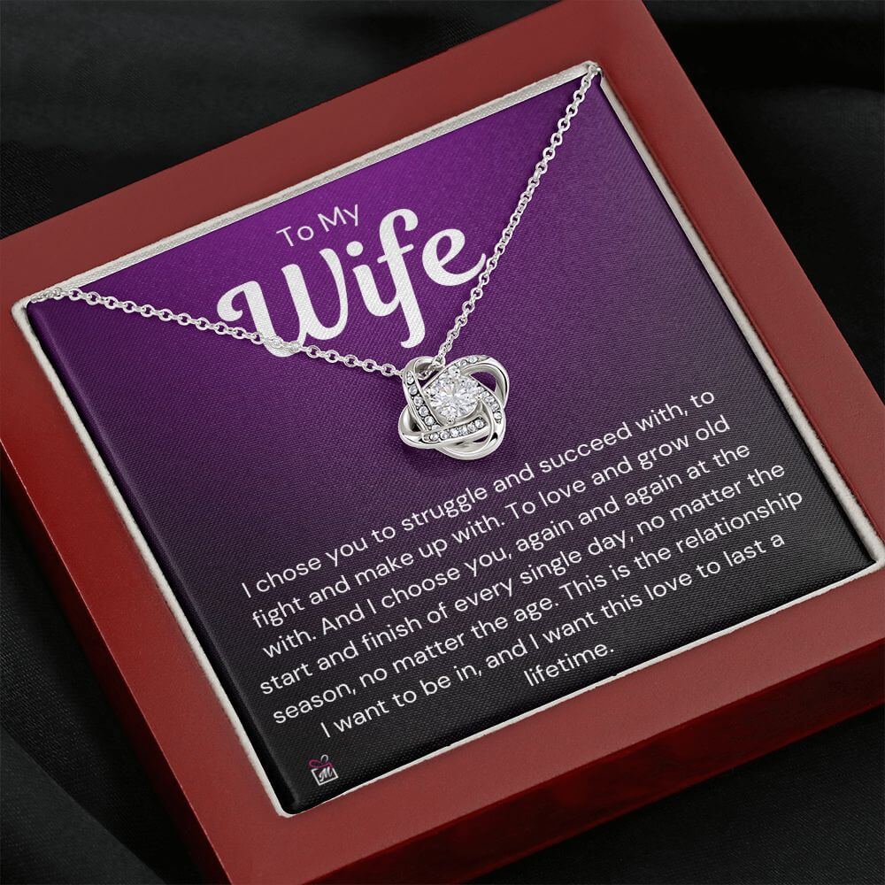 To Wife - I Choose You - Love Knot Necklace