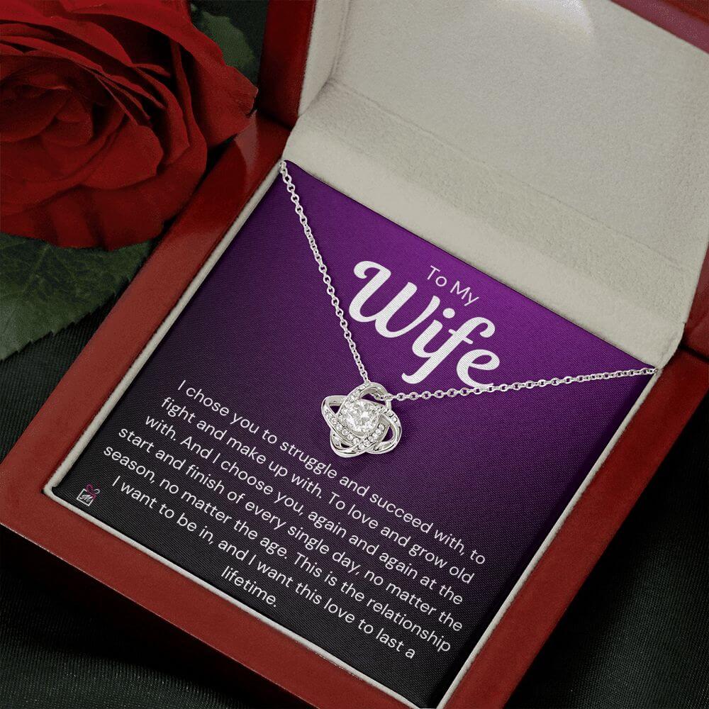 To Wife - I Choose You - Love Knot Necklace